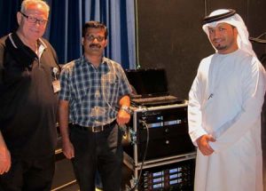 Shajahan KK flanked by Zafwat Zaki and Khaled Al Shehi from Sharjah TV (right).