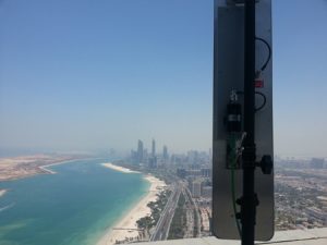 Cobham PRORXB Receive Antenna at top of Nation Towers in Abu Dhabi.