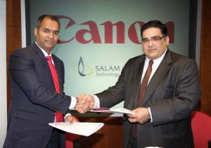 From left to right - Anurag Agrawal, Managing Director of Canon Middle East and Mahmoud El Deeb, Managing Director of Salam.