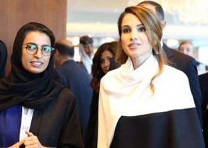 Noura Al Kaabi with Queen Rania of Jordan.