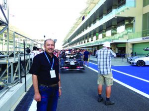 Ahmed Magd El Din, Head of Riedels Dubai operations, at the Yas Marina Circuit during the Abu Dhabi Grand Prix. 