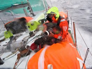 The onboard reporters use water-proof cameras to capture video and still footage on the boats. 
