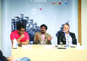 From left: Mohammed Albsimi, Santhosh Sivan and Antoine Atyeh. 