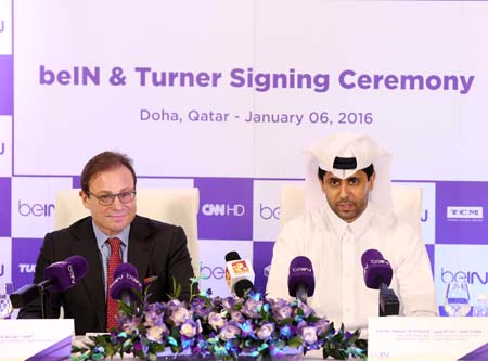 From left: Giorgio Stock, President of Turner EMEA and Nasser Al-Khelaifi, Chairman and CEO of beIN Media Group. 