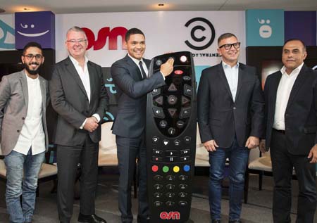 Pictured (L-R): David Butorac, Chief Executive Officer of OSN; Fahad Albutairi;Trevor Noah; Raffaele Annecchino, EVP & MD of VIMN South Europe, Middle East and Africa; and Emad Morcos, Senior VP Media Partners & Digital of OSN.